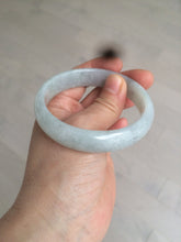 Load image into Gallery viewer, 56.6mm Certified type A 100% Natural watery light green/gray Jadeite Jade bangle J105-7280