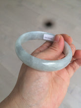 Load image into Gallery viewer, 56.6mm Certified type A 100% Natural watery light green/gray Jadeite Jade bangle J105-7280