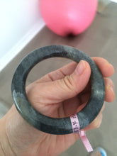 Load image into Gallery viewer, 53.4mm Certified 100% Natural black/gray sesame paste 芝麻糊 青花round cut nephrite Jade bangle HE102-5546