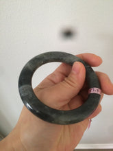 Load image into Gallery viewer, 53.4mm Certified 100% Natural black/gray sesame paste 芝麻糊 青花round cut nephrite Jade bangle HE102-5546