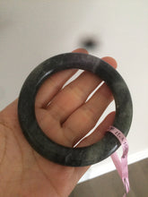 Load image into Gallery viewer, 53.4mm Certified 100% Natural black/gray sesame paste 芝麻糊 青花round cut nephrite Jade bangle HE102-5546