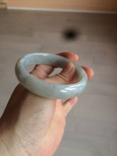 Load image into Gallery viewer, 56.6mm Certified type A 100% Natural watery light green/gray Jadeite Jade bangle J105-7280