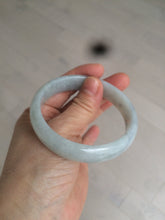 Load image into Gallery viewer, 56.6mm Certified type A 100% Natural watery light green/gray Jadeite Jade bangle J105-7280