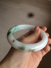 Load image into Gallery viewer, 61.4mm Certified Type A 100% Natural green/white Jadeite Jade bangle AT4-0656
