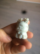Load image into Gallery viewer, 100% Natural white beige with black/brown flying dandelions Osmanthus fragrant nephrite Jade dear desk decor/worry stone HF35-5