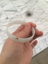 Load image into Gallery viewer, 51.5mm certified Type A 100% Natural white with yellow floating flowers thin jadeite jade bangle R83-4972