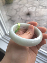 Load image into Gallery viewer, 53-55mm certifaied Type A 100% Natural sunny green/white/black Jadeite Jade bangle (with defects) Group AD48