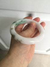 Load image into Gallery viewer, 61.4mm Certified Type A 100% Natural green/white Jadeite Jade bangle AT4-0656