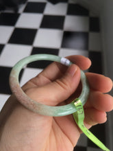 Load image into Gallery viewer, 52mm Certified Type A 100% Natural apple green/brown/red thin(flat) Jadeite Jade bangle L85-7336