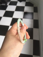 Load image into Gallery viewer, 52mm Certified Type A 100% Natural apple green/brown/red thin(flat) Jadeite Jade bangle L85-7336