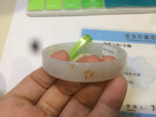 Load image into Gallery viewer, 51.5mm certified Type A 100% Natural white with yellow floating flowers thin jadeite jade bangle R83-4972