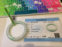 Load image into Gallery viewer, 52.5mm Certified Type A 100% Natural sunny green/white Jadeite Jade bangle R84-1548