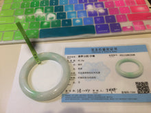 Load image into Gallery viewer, 52.5mm Certified Type A 100% Natural sunny green/white Jadeite Jade bangle R84-1548