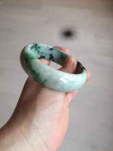 Load image into Gallery viewer, 58mm Certified Type A 100% Natural light sunny green/dark green Jadeite Jade bangle J102-4120