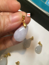Load image into Gallery viewer, 100% natural icy watery green/white/purple type A jadeite jade water drop pendant necklace group AT78
