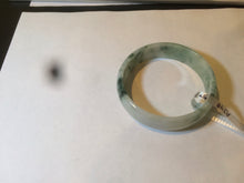 Load image into Gallery viewer, 50mm Type A 100% Natural green/white with green floating flowers Jadeite Jade bangle AJ49-0102