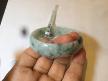 Load image into Gallery viewer, 50mm Type A 100% Natural green/white with green floating flowers Jadeite Jade bangle AJ49-0102