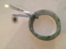 Load image into Gallery viewer, 50mm Type A 100% Natural green/white with green floating flowers Jadeite Jade bangle AJ49-0102