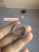 Load image into Gallery viewer, Size 10 1/4 100% natural type A icy watery light green/blue/gray Guatemala jadeite jade band ring AF53