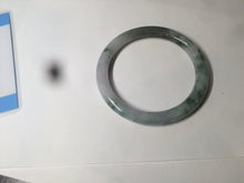 Load image into Gallery viewer, 56.7mm Certified type A 100% Natural light green purple with floating flowers slim round cut jadeite jade bangle AC51-7554