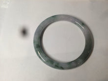 Load image into Gallery viewer, 56.7mm Certified type A 100% Natural light green purple with floating flowers slim round cut jadeite jade bangle AC51-7554