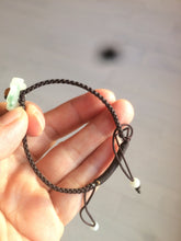 Load image into Gallery viewer, 15-16mm 100% natural type A icy green/white flower jadeite jade thread woven bracelets AT79