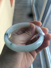Load image into Gallery viewer, Certified Type A 100% Natural white/green flying flowers Jadeite Jade bangle 57mm  J70-6275
