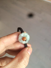 Load image into Gallery viewer, 15-16mm 100% natural type A icy green/white flower jadeite jade thread woven bracelets AT79