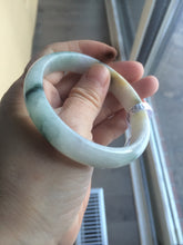 Load image into Gallery viewer, Certified Type A 100% Natural white/green flying flowers Jadeite Jade bangle 57mm  J70-6275