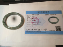 Load image into Gallery viewer, 52.5mm Certified Type A 100% Natural oily dark green/gary oval Jadeite Jade oval bangle etsyAT10-1498