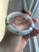 Load image into Gallery viewer, Certified Type A 100% Natural white/green flying flowers Jadeite Jade bangle 57mm  J70-6275