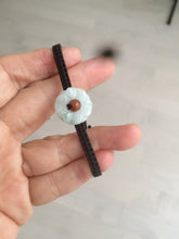 Load image into Gallery viewer, 15-16mm 100% natural type A icy green/white flower jadeite jade thread woven bracelets AT79