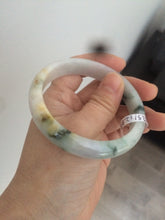 Load image into Gallery viewer, Certified Type A 100% Natural white/green flying flowers Jadeite Jade bangle 57mm  J70-6275