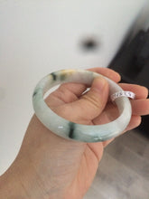 Load image into Gallery viewer, Certified Type A 100% Natural white/green flying flowers Jadeite Jade bangle 57mm  J70-6275