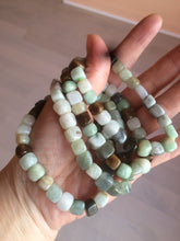 Load image into Gallery viewer, 100% natural green/white/brown/black type A jadeite jade natural shape bead bracelet AT77