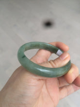 Load image into Gallery viewer, 52.5mm Certified Type A 100% Natural oily dark green/gary oval Jadeite Jade oval bangle etsyAT10-1498