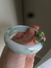 Load image into Gallery viewer, 53-55mm certifaied Type A 100% Natural sunny green/white/black Jadeite Jade bangle (with defects) Group AD48