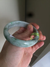 Load image into Gallery viewer, 53-55mm certifaied Type A 100% Natural sunny green/white/black Jadeite Jade bangle (with defects) Group AD48