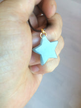 Load image into Gallery viewer, Type A 100% Natural light green/blue/gray jadeite Jade star Pendant necklace AE55