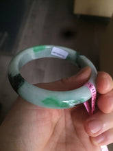 Load image into Gallery viewer, 56.7mm certified type A 100% Natural sunny green/dark green jadeite jade bangle W53-0101