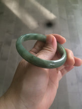 Load image into Gallery viewer, 52.5mm Certified Type A 100% Natural oily dark green/gary oval Jadeite Jade oval bangle etsyAT10-1498