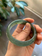 Load image into Gallery viewer, 53.7mm 100% Natural icy watery blue/black/gray Xiu Jade (Serpentine) bangle A32