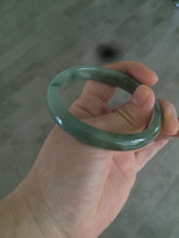 Load image into Gallery viewer, 52.5mm Certified Type A 100% Natural oily dark green/gary oval Jadeite Jade oval bangle etsyAT10-1498