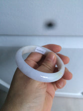 Load image into Gallery viewer, 50mm Certified Type A 100% Natural white/purple oval Jadeite Jade bangle L124-7903