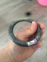 Load image into Gallery viewer, Sale! 100% Natural Certified 56 mm black/white (籽料青花) seed material round cut nephrite Jade bangle HHE105-5500