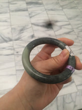Load image into Gallery viewer, Sale! 100% Natural Certified 56 mm black/white (籽料青花) seed material round cut nephrite Jade bangle HHE105-5500