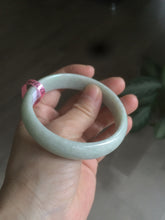 Load image into Gallery viewer, 57.7mm certificated type A 100% Natural light green/white Jadeite Jade bangle AB54-0003