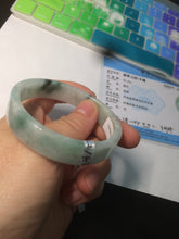 Load image into Gallery viewer, 52mm certified type A100% Natural fresh green floating flowers square Jadeite Jade bangle AC59-8793