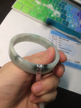 Load image into Gallery viewer, 52mm certified type A100% Natural fresh green floating flowers square Jadeite Jade bangle AC59-8793
