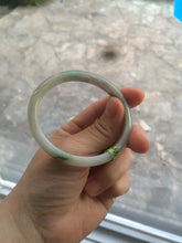 Load image into Gallery viewer, 52.5mm Certified Type A 100% Natural green/white Jadeite Jade oval bangle KS63-8403